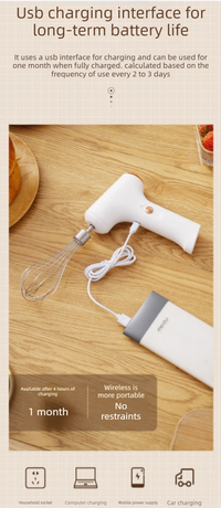 Compact Electric Handheld Egg Whisk Multi-Function Automatic Cream Whipper and Food Mixer J-7 White Single Head 1-Speed