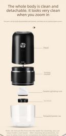 Portable Electric Coffee Grinder Wireless Rechargeable Burr Mill with Cleaning Brush Automatic Bean Grinder MDJ-13 Black