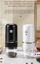 Portable Electric Coffee Grinder Wireless Rechargeable Burr Mill with Cleaning Brush Automatic Bean Grinder MDJ-13 White
