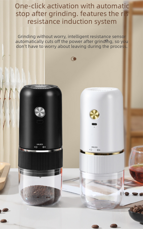 Portable Electric Coffee Grinder Wireless Rechargeable Burr Mill with Cleaning Brush Automatic Bean Grinder MDJ-13 White