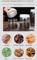 500ml Vacuum Sealed Glass Coffee Canister - One-Press Airtight Food Storage Jar - Moisture-Proof High Borosilicate Container for Beans & Tea (White Lid)