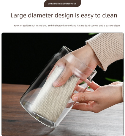 900ml Vacuum Sealed Glass Coffee Canister - One-Press Airtight Storage Jar - Medium Size Moisture-Proof Borosilicate Container for Beans & Pantry (White Lid)