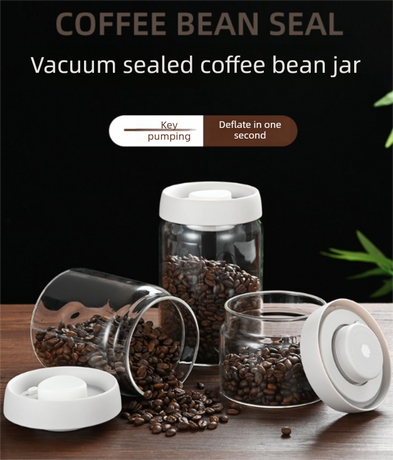 1800ml Extra Large Vacuum Sealed Glass Canister - One-Press Airtight Food Storage Jar - Tall Borosilicate Container for Bulk Coffee, Pasta & Cereal (White Lid)