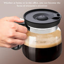 16oz Novelty Glass Coffee Carafe Mug - Heat Resistant Borosilicate Cup with Handle & Splash-Proof Lid - Personal Mini Pot for Tea, Latte & Office Desk (Clear/Black)