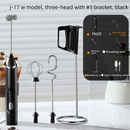 Rechargeable 3-in-1 Milk Frother Set with Metal Stand - Handheld Electric Whisk, Egg Beater & Mixing Hook - 3 Speed Foam Maker for Coffee, Lattes & Baking (Black)