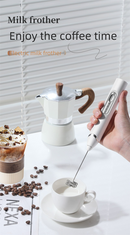 Rechargeable 3-in-1 Milk Frother Set with Metal Stand - Handheld Electric Whisk, Egg Beater & Mixing Hook - 3 Speed Foam Maker for Coffee, Lattes & Baking (White)