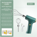 Cordless Electric Hand Mixer - Rechargeable 3-Speed Egg Beater & Cream Whisk - Lightweight Self-Standing Design for Baking, Cake & Batter (Emerald Green)