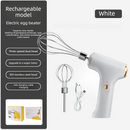 Cordless Electric Hand Mixer - Rechargeable 3-Speed Egg Beater & Cream Whisk - Lightweight Self-Standing Design for Baking, Cake & Batter (White)