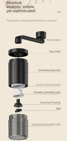 Manual Hand-Crank Coffee Grinder Precision Burr Mill with Adjustable Settings and Cleaning Brush MDJ-09 Matte Black