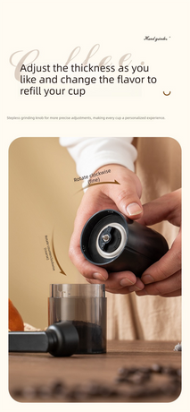 Manual Hand-Crank Coffee Grinder Precision Burr Mill with Adjustable Settings and Cleaning Brush MDJ-09 Matte White