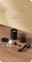 Manual Hand-Crank Coffee Grinder Precision Burr Mill with Adjustable Settings and Cleaning Brush MDJ-09 Matte White