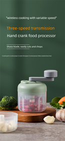 Manual Garlic Chopper & Food Processor 250ml Portable 3-Speed Hand-Crank Mincer – White Large Capacity Edition