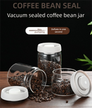 1200ml Large Vacuum Sealed Glass Canister - One-Press Airtight Food Storage Jar - High Borosilicate Coffee Bean Container & Pantry Organiser (Black Lid)