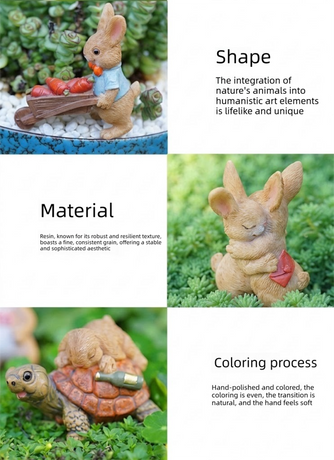 Garden Style Backpack Bunny Succulent Planter Decoration – Cute Rabbit Animal Figurine Resin Craft for Balcony and Pot Plant