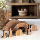 Easter Resurrection Scene Set Mini Wooden Figurine Ornament – Handcrafted Cross & Tomb Creative Tabletop Decoration