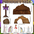 Easter Resurrection Scene Set Mini Wooden Figurine Ornament – Detailed Cross & Empty Tomb Creative Tabletop Decoration