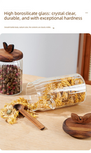 500ml Premium Borosilicate Glass Storage Jar with Acacia Wood Lid & Integrated Spoon – Airtight Moisture-Proof Kitchen Canister for Tea, Coffee, and Spices