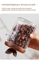 600ml Premium Borosilicate Glass Storage Jar with Acacia Wood Lid & Integrated Spoon – Airtight Moisture-Proof Kitchen Canister for Tea, Coffee, and Spices