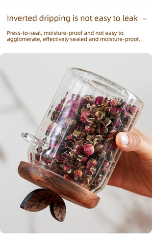 600ml Premium Borosilicate Glass Storage Jar with Acacia Wood Lid & Integrated Spoon – Airtight Moisture-Proof Kitchen Canister for Tea, Coffee, and Spices