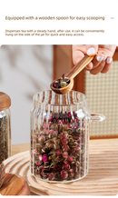 600ml Premium Borosilicate Glass Storage Jar with Acacia Wood Lid & Integrated Spoon – Airtight Moisture-Proof Kitchen Canister for Tea, Coffee, and Spices