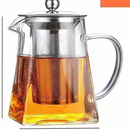 550ml Heat Resistant Glass Teapot with 304 Stainless Steel Infuser Thickened Square Base Loose Leaf Tea Maker for Home Office
