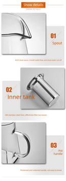 1300ml Extra Large Heat Resistant Glass Teapot with 304 Stainless Steel Infuser Thickened Base Loose Leaf Tea Maker