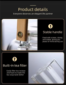 1500ml Heat Resistant Glass Teapot with Bamboo Handle and Glass Infuser Loose Leaf Tea Maker for Home