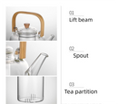 1500ml Heat Resistant Glass Teapot with Bamboo Handle and Glass Infuser Loose Leaf Tea Maker for Home