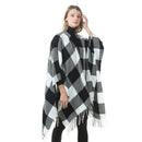 Women's Plaid Open-Front Poncho Cape – Soft Faux Cashmere Scarf Wrap with Tassel Detail (130 x 150cm)- Style P397