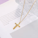 Gold Minimalist Cross Pendant Necklace – Unisex Urban Style Zinc Alloy Clavicle Chain Jewellery