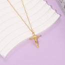Gold Minimalist Cross Pendant Necklace – Unisex Urban Style Zinc Alloy Clavicle Chain Jewellery