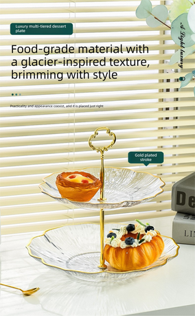 3-Tier Modern Fruit & Snack Stand – White Reinforced Tiered Platter with Durable Iron Art Support for Home, Reception, and Office