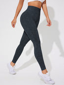 2 PCS Women's High Waisted Seamless Yoga Leggings Washed Black and Light Grey Activewear Tights Size M