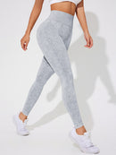 2 PCS Women's High Waisted Seamless Yoga Leggings Washed Black and Light Grey Activewear Tights Size XL