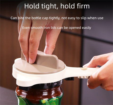 4-in-1 Adjustable Jar Opener Multi-Functional Bottle Lid Remover Labor-Saving Kitchen Tool Khaki
