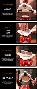 4-in-1 Adjustable Jar Opener Multi-Functional Bottle Lid Remover Labor-Saving Kitchen Tool Khaki