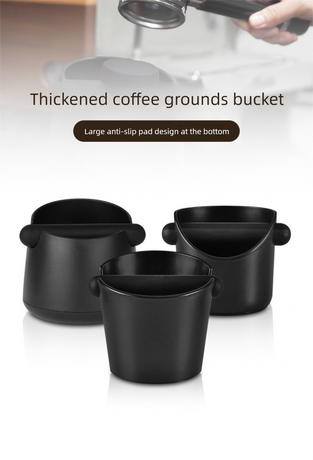 Compact Espresso Knock Box Angled Coffee Grounds Waste Bin with Anti-Slip Base and Rubber Bar for Home Baristas