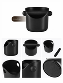 Compact Flat Mouth Espresso Knock Box Coffee Grounds Waste Bin with Anti-Slip Base and Rubber Bar for Home Coffee Stations
