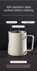 350ml Stainless Steel Milk Frothing Pitcher Pointed Spout Steaming Jug with Measurement Marks for Latte Art Home Baristas White