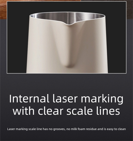 350ml Stainless Steel Milk Frothing Pitcher Pointed Spout Steaming Jug with Measurement Marks for Latte Art Home Baristas White