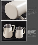 350ml Stainless Steel Milk Frothing Pitcher Pointed Spout Steaming Jug with Measurement Marks for Latte Art Home Baristas White