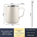 350ml Stainless Steel Milk Frothing Pitcher Pointed Spout Steaming Jug with Measurement Marks for Latte Art Home Baristas White
