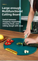 35X35CM Thickened Circular Standable Cutting Board - Food-Grade Double-Sided Kitchen Board with Space-Saving Vertical Storage