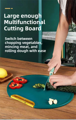 35X35CM Thickened Circular Standable Cutting Board - Food-Grade Double-Sided Kitchen Board with Space-Saving Vertical Storage