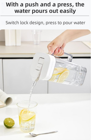 White 2000ML Leak-Proof Flip-Top Cool Water Pitcher for Refrige Door - Cold/Heat-Resistant Stylish Iced Tea Fruit Infuser Kettle