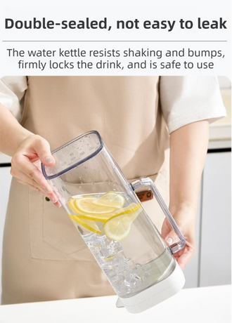 White 2000ML Leak-Proof Flip-Top Cool Water Pitcher for Refrige Door - Cold/Heat-Resistant Stylish Iced Tea Fruit Infuser Kettle