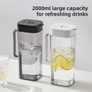 Black 2000ML Leak-Proof Flip-Top Cool Water Pitcher for Refrige Door - Cold/Heat-Resistant Stylish Iced Tea Fruit Infuser Kettle