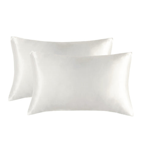 1-Pair White Luxury Satin Silk Pillowcase for Hair and Skin - Smooth Cooling Pillow Cover with Envelope Closure - Queen (20x30