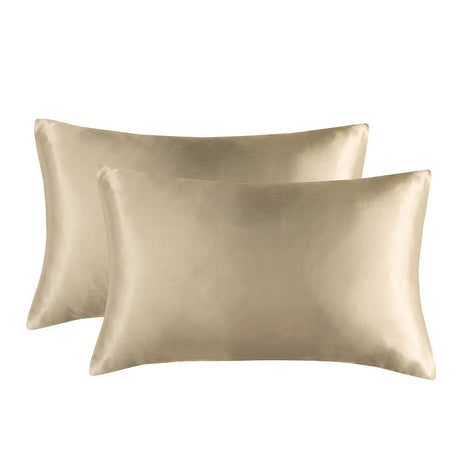 1-Pair Champagne Luxury Satin Silk Pillowcase for Hair and Skin - Smooth Cooling Pillow Cover with Envelope Closure - Queen (20x30