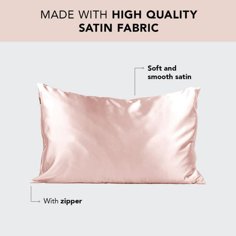 1-Pair Black Luxury Satin Silk Pillowcase for Hair and Skin - Smooth Cooling Pillow Cover with Envelope Closure - King (20x36